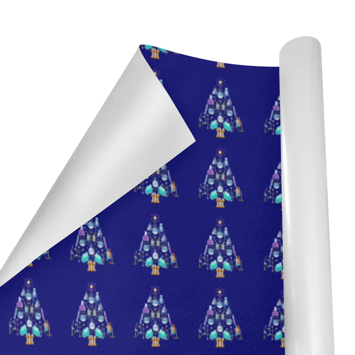 Oh Chemist Tree, Oh Chemistry, Science Christmas on Blue Gift Wrapping Paper 58"x 23" (1 Roll)