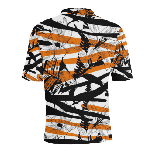 Floral Tiger Print Men's All Over Print Polo Shirt (Model T55)
