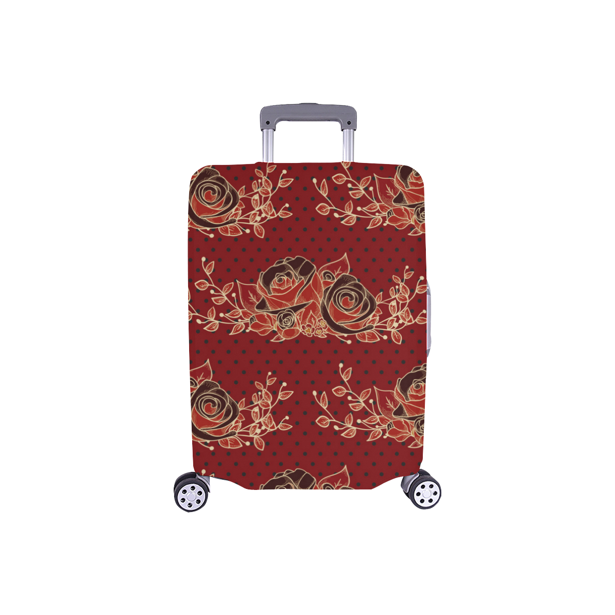 Dotwork Roses Bouquet - Dark Red Blck Luggage Cover/Small 18"-21"