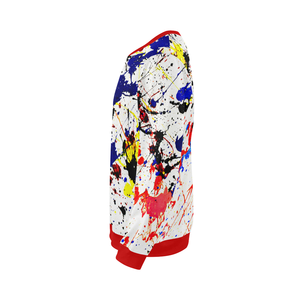 Blue & Red Paint Splatter All Over Print Crewneck Sweatshirt for Men (Model H18)