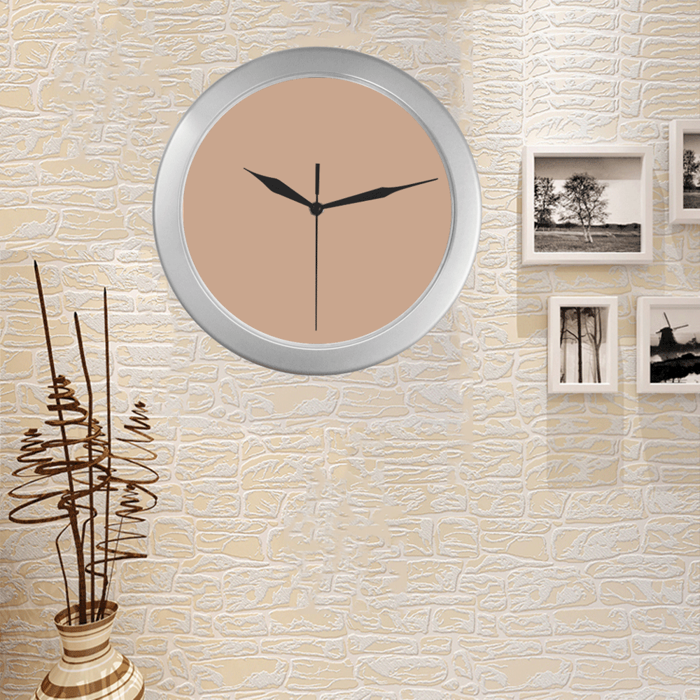 color apricot Silver Color Wall Clock