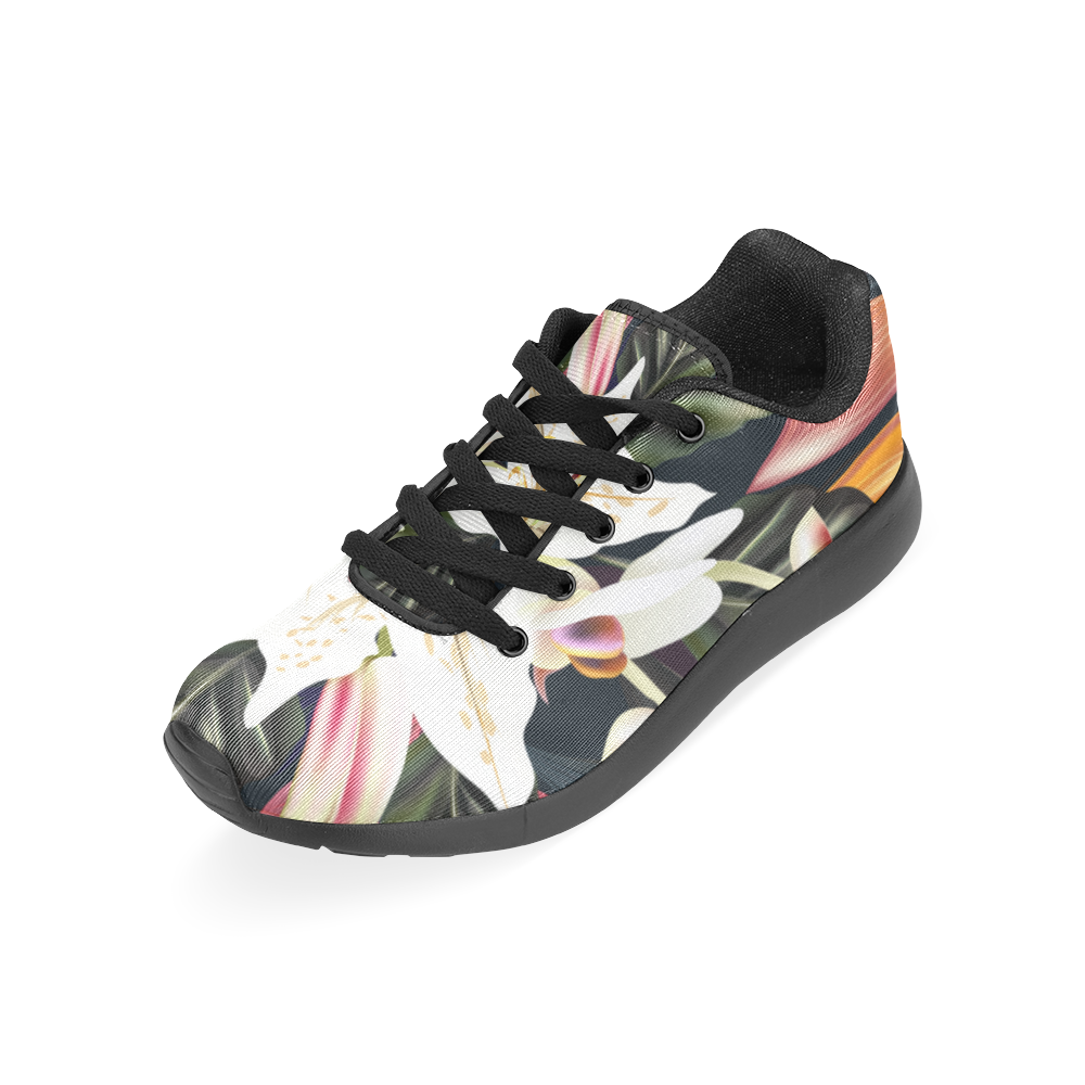 Design exotic  flowers white green Men’s Running Shoes (Model 020)