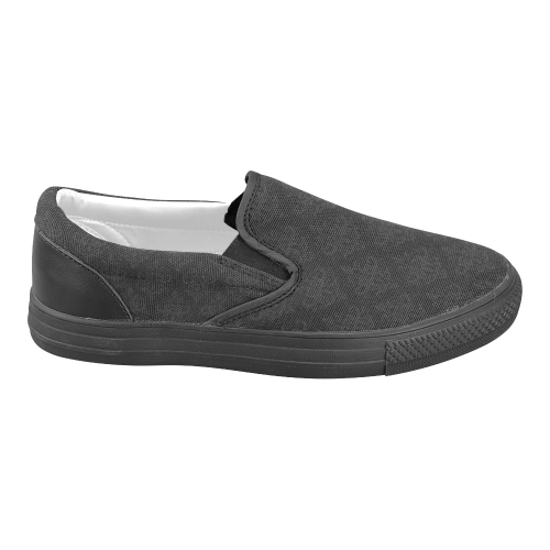 Black on Black Pattern Slip-on Canvas Shoes for Men/Large Size (Model 019)