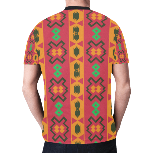 Tribal shapes in retro colors (2) New All Over Print T-shirt for Men (Model T45)