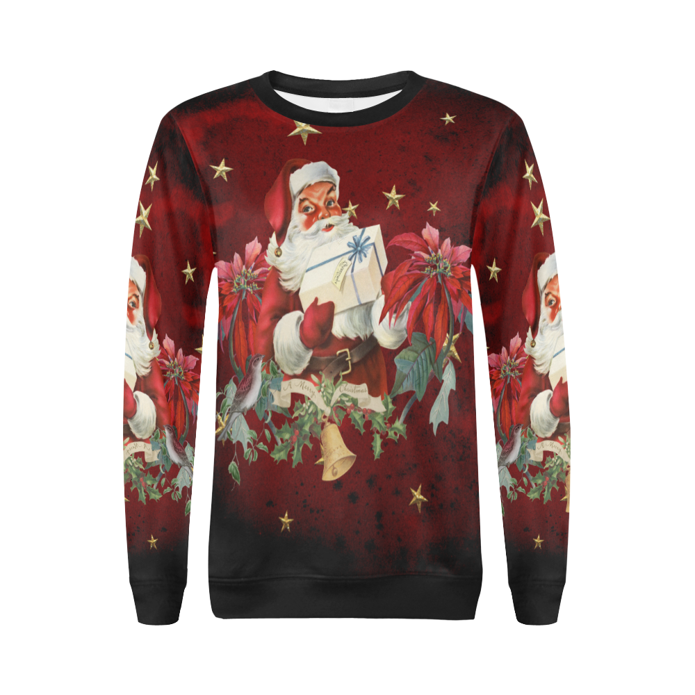 Santa Claus with gifts, vintage All Over Print Crewneck Sweatshirt for Women (Model H18)