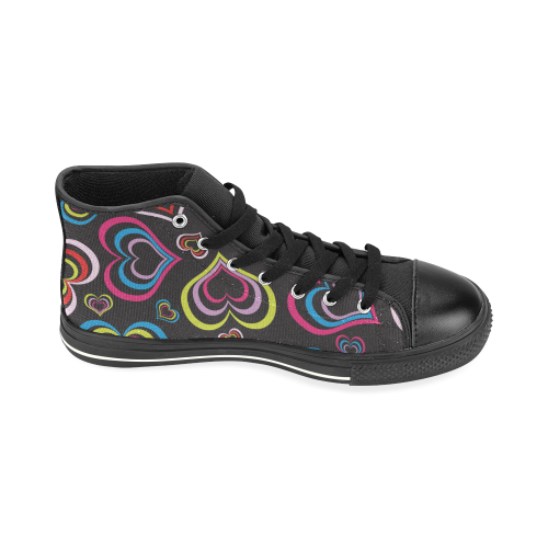 Multicolor Hearts High Top Canvas Women's Shoes/Large Size (Model 017)