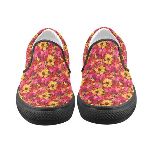 Flower Pattern Women's Unusual Slip-on Canvas Shoes (Model 019)
