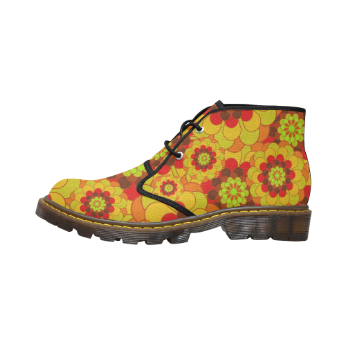 FLORAL DESIGN 9 Women's Canvas Mid-Top Boots (Model 2402-1)