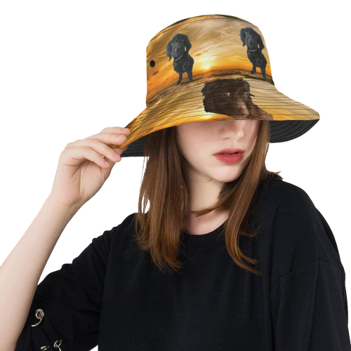 Dog and Sunset All Over Print Bucket Hat