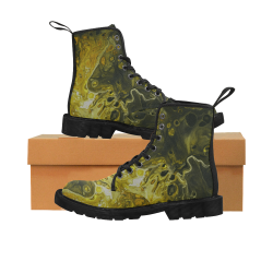 Fantasy Swirl Yellow. Martin Boots for Men (Black) (Model 1203H)