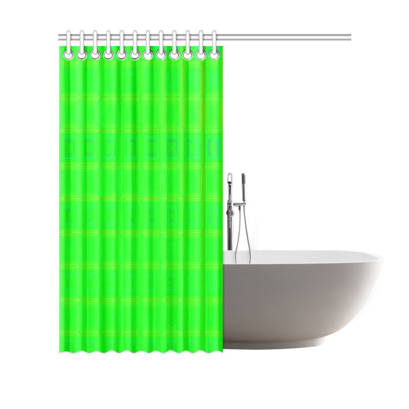 Green yellow multicolored multiple squares Shower Curtain 69"x70"