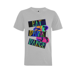 Break Dancing Colorful Silver Men's V-Neck T-shirt  Big Size(USA Size) (Model T10)