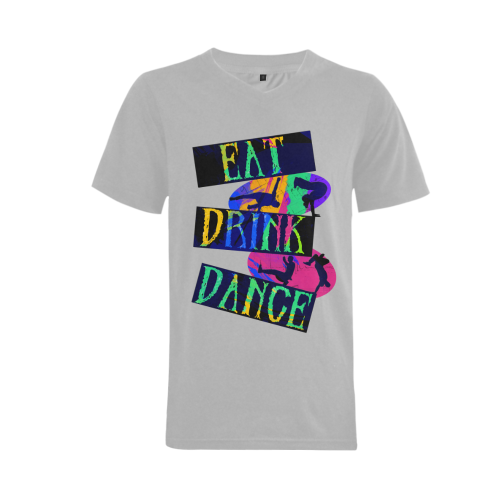 Break Dancing Colorful Silver Men's V-Neck T-shirt  Big Size(USA Size) (Model T10)
