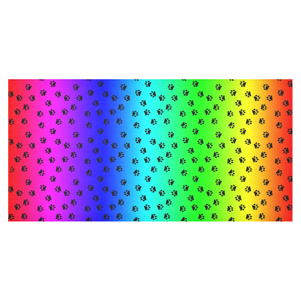 rainbow with black paws Cotton Linen Tablecloth 60"x120"
