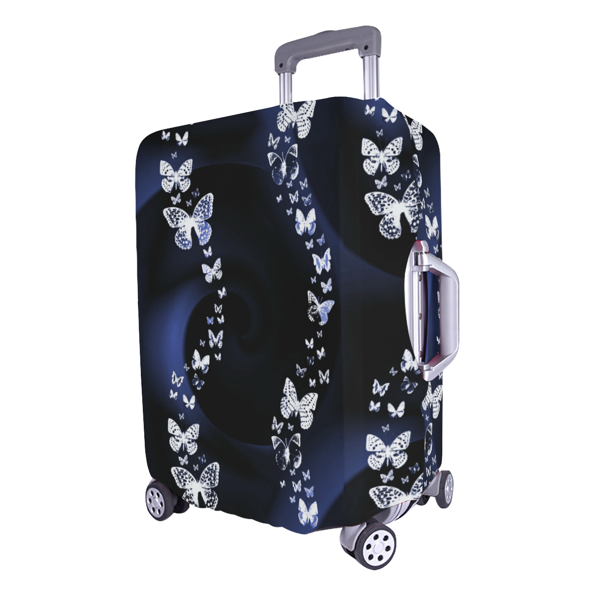 Blue Butterfly Swirl Luggage Cover/Large 26"-28"