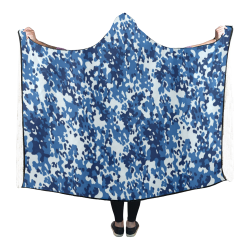 Digital Blue Camouflage Hooded Blanket 80''x56''