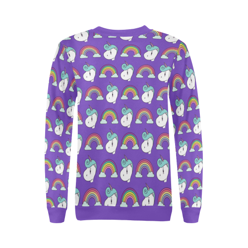 Unicorn Purple All Over Print Crewneck Sweatshirt for Women (Model H18)