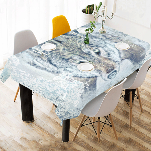 Snow Wolf Cotton Linen Tablecloth 60"x 84"