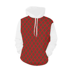 Red Tartan Plaid Pattern Vest Style White All Over Print Hoodie for Men/Large Size (USA Size) (Model H13)