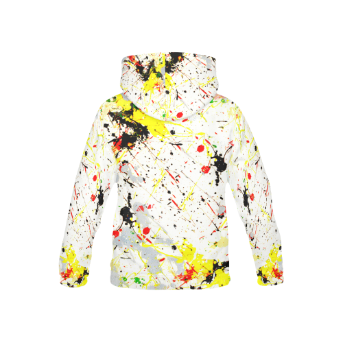 Yellow & Black Paint Splatter All Over Print Hoodie for Kid (USA Size) (Model H13)