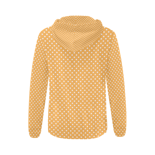 Yellow orange polka dots All Over Print Full Zip Hoodie for Women (Model H14)