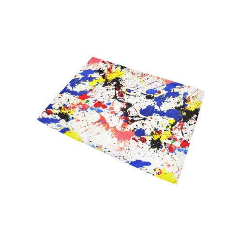 Blue and Red Paint Splatter Area Rug 5'3''x4'