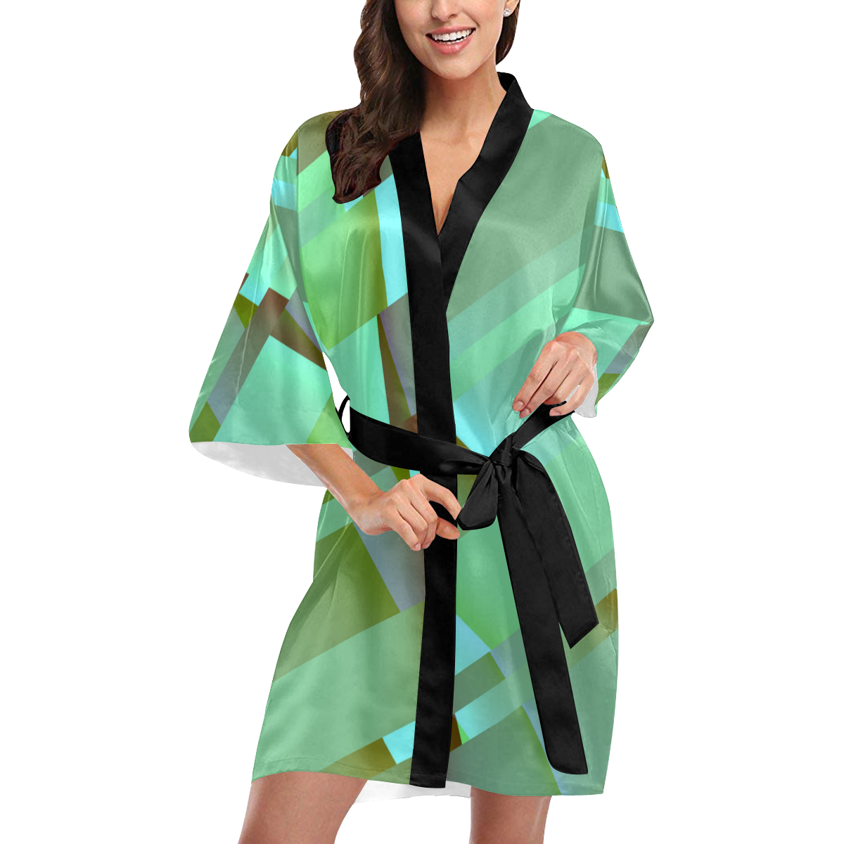 Modern Abstract Pastel Green Kimono Robe