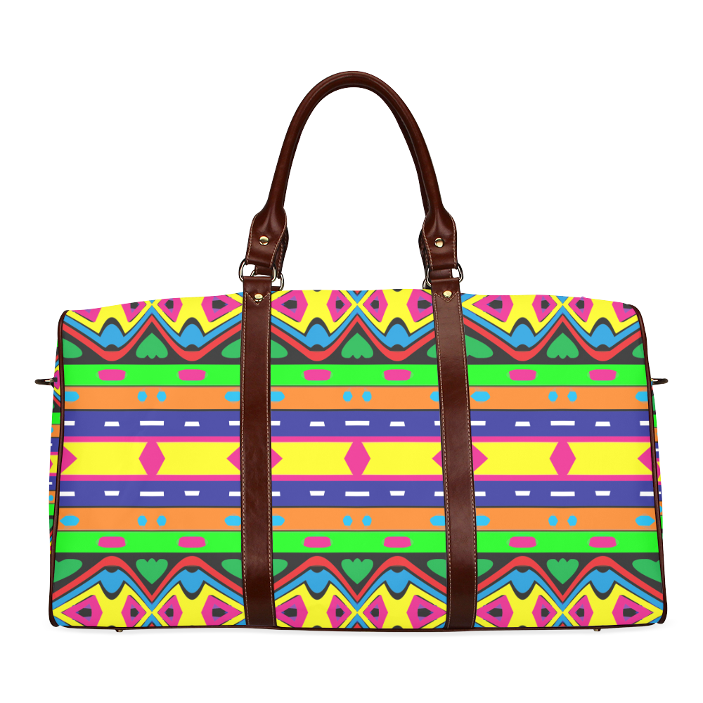 Distorted colorful shapes and stripes Waterproof Travel Bag/Small (Model 1639)