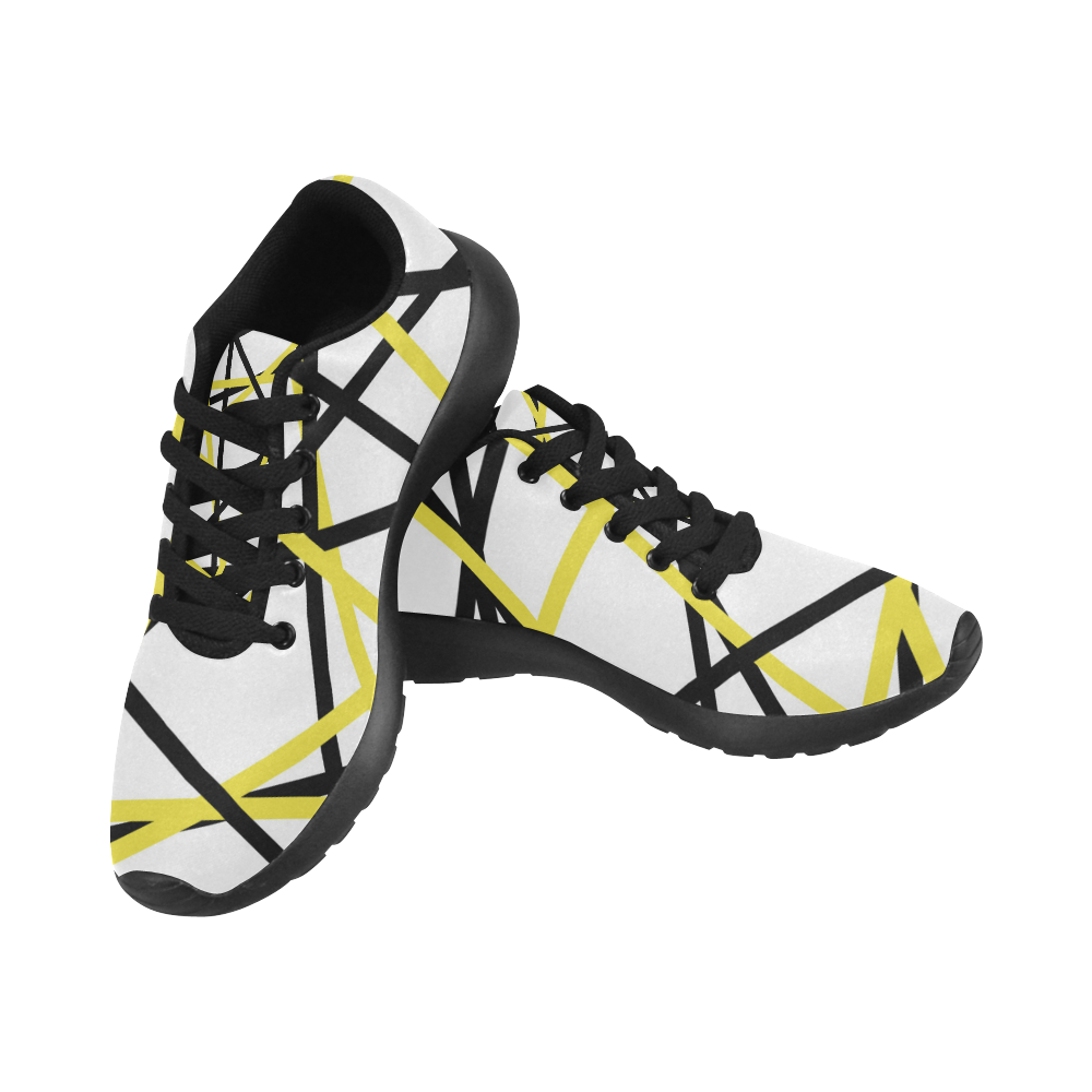 Black and yellow stripes Women’s Running Shoes (Model 020)