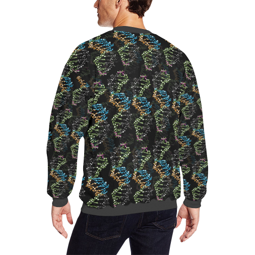 DNA pattern - Biology - Scientist Men's Oversized Fleece Crew Sweatshirt/Large Size(Model H18)