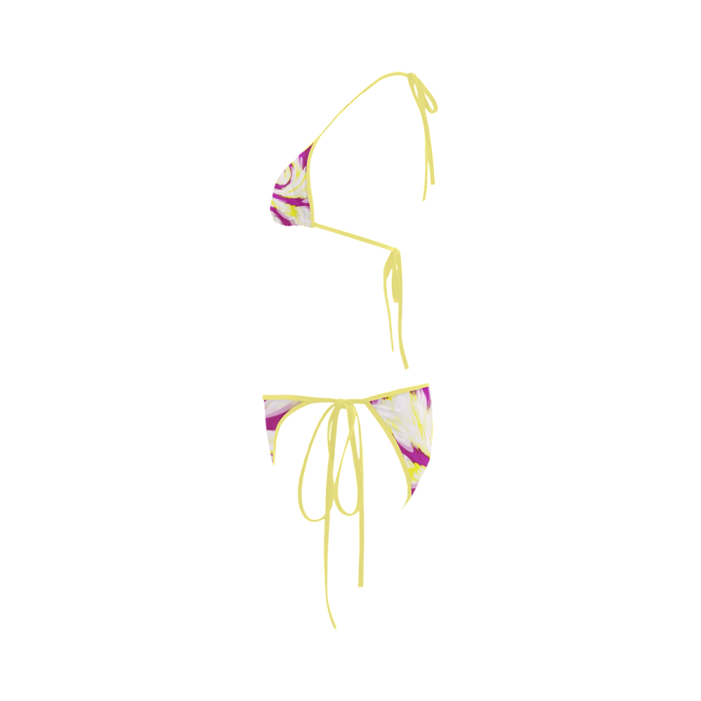 Pink Yellow Tie Dye Swirl Abstract Custom Bikini Swimsuit