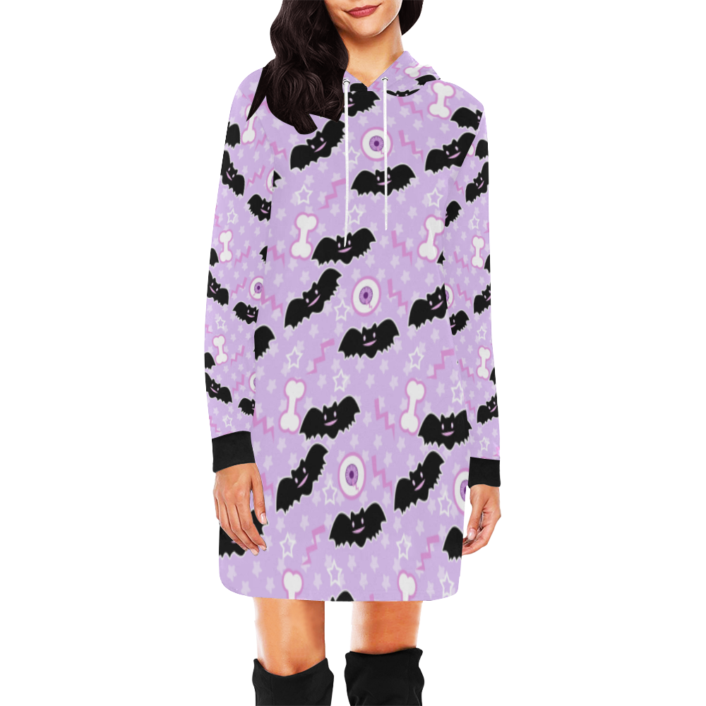 creepycute (purple) All Over Print Hoodie Mini Dress (Model H27)