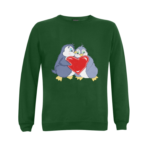 Penguin Love Green Gildan Crewneck Sweatshirt(NEW) (Model H01)