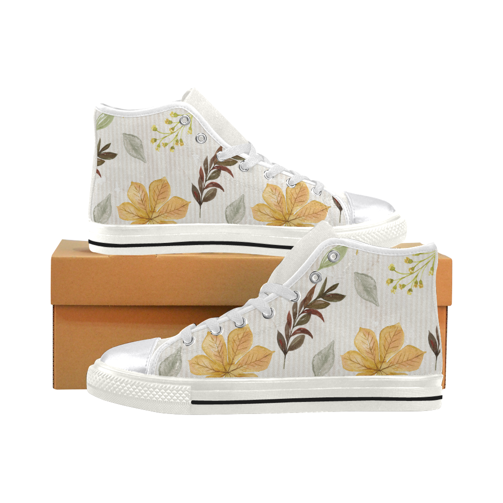 Fall Art Shoes, Autumn Leaves Women's Classic High Top Canvas Shoes (Model 017)