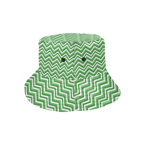 Green Chevron All Over Print Bucket Hat