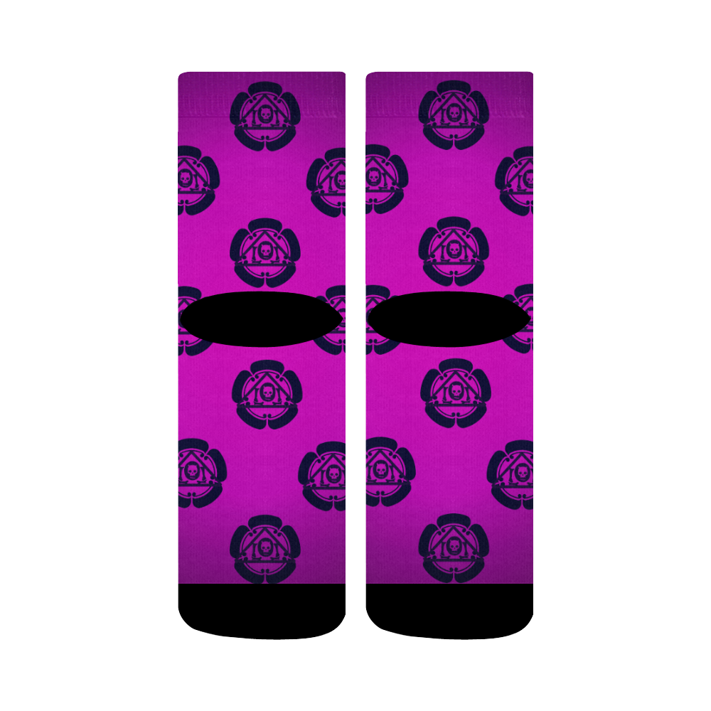 Kamon Pattern Electric Purple Crew Socks