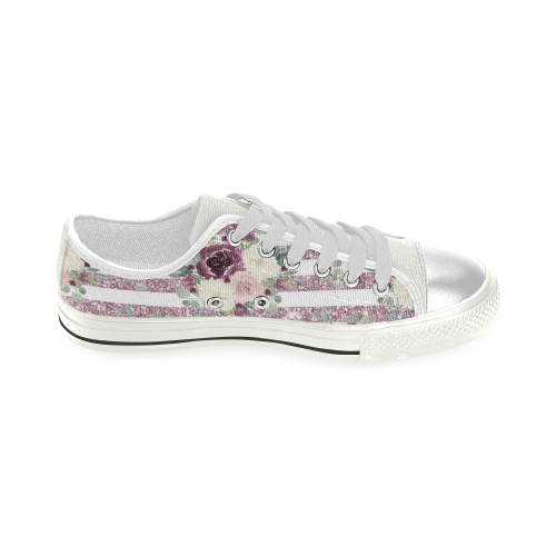 Floral Flower, Plum Watercolor Women's Classic Canvas Shoes (Model 018)