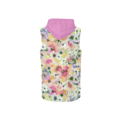 pretty spring floral All Over Print Sleeveless Zip Up Hoodie for Women (Model H16)