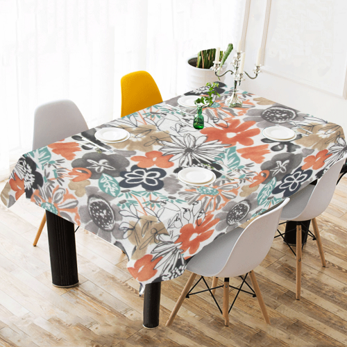 Summer Floral Cotton Linen Tablecloth 60"x 104"