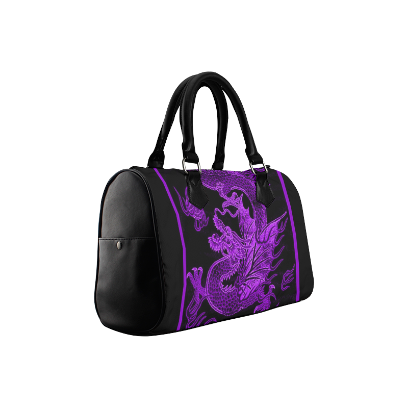 Awesome Purple Japanese Dragon Leather Boston Handbag (Model 1621)