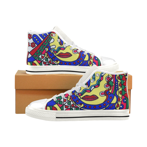 Whimsical Men’s Classic High Top Canvas Shoes (Model 017)