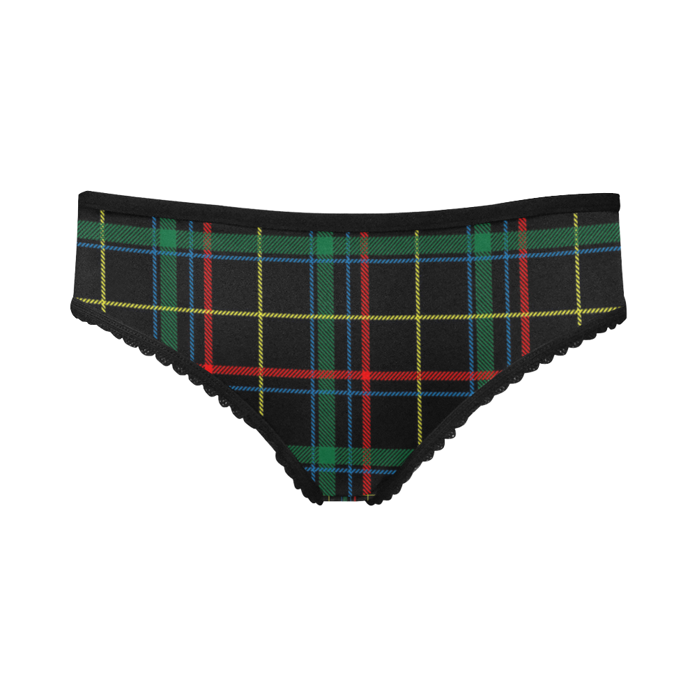 Black Red Green Plaid Women's All Over Print Girl Briefs (Model L14)