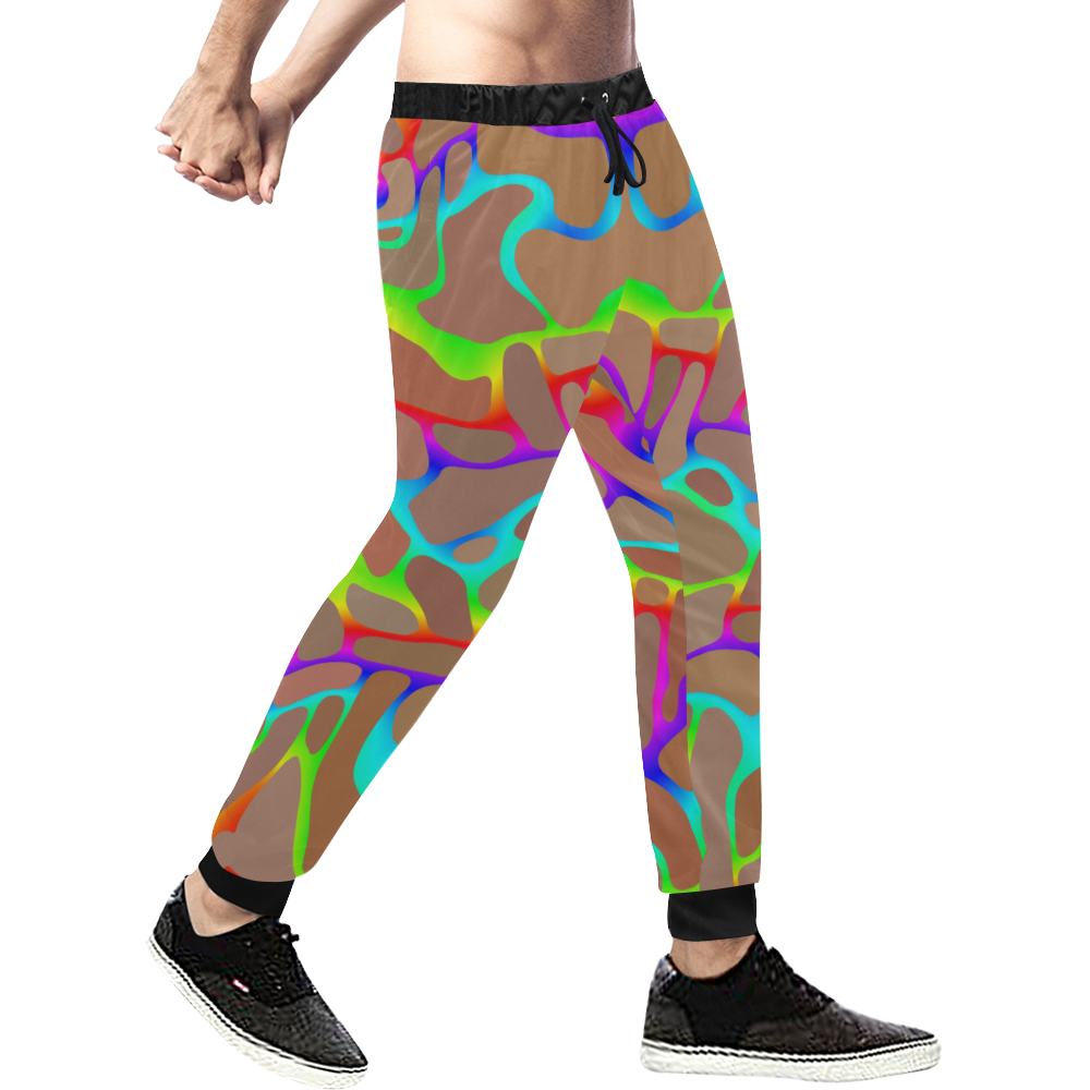 Colorful wavy shapes Men's All Over Print Sweatpants (Model L11)