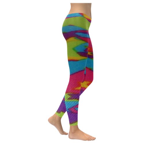 Rainbow Abstract Stars Women's Low Rise Leggings (Invisible Stitch) (Model L05)
