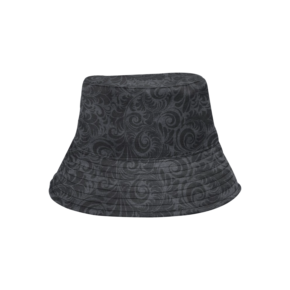 Denim with vintage floral pattern, black grey All Over Print Bucket Hat