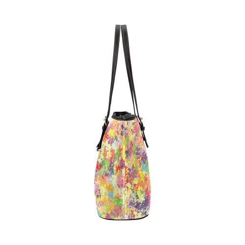 colorful pattern Leather Tote Bag/Small (Model 1651)
