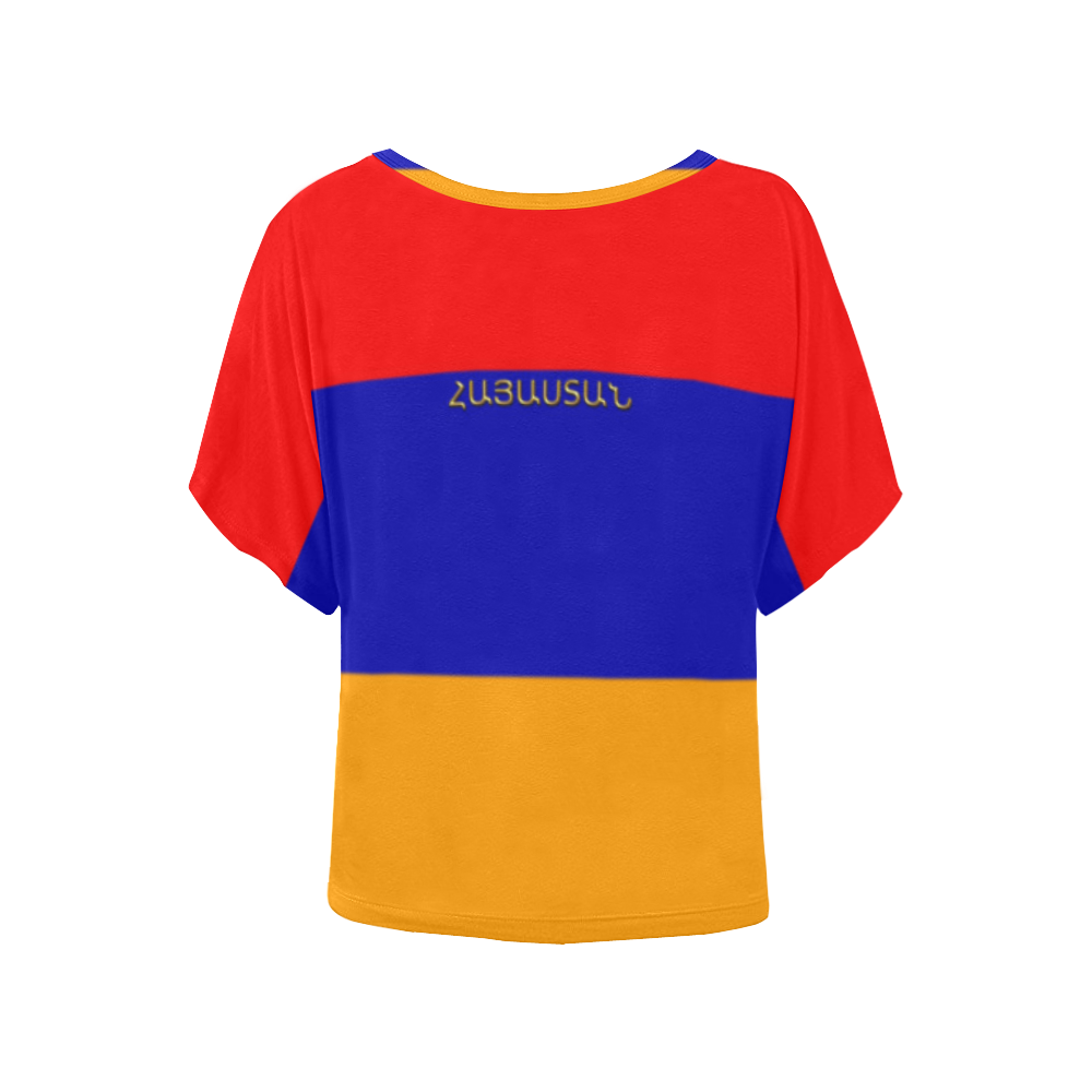 Armenian Flag  Հայաստանի դրոշակը Women's Batwing-Sleeved Blouse T shirt (Model T44)