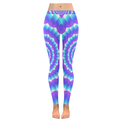 Blue and pink spiral Women's Low Rise Leggings (Invisible Stitch) (Model L05)