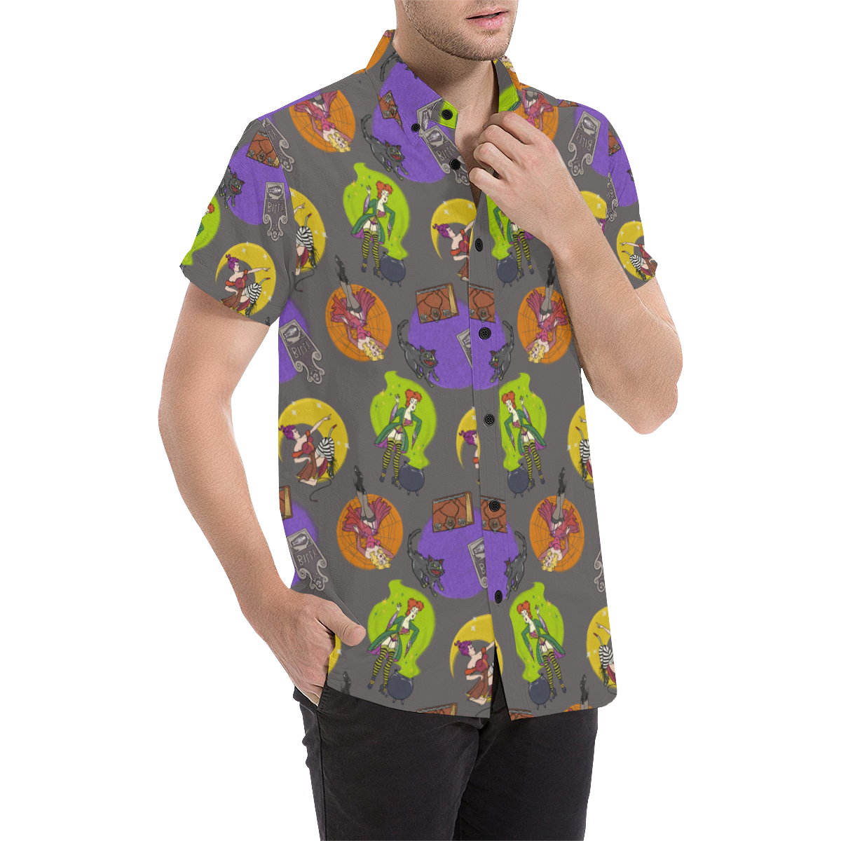 Pin-Up Witches (3XL-5XL) Men's All Over Print Short Sleeve Shirt/Large Size (Model T53)