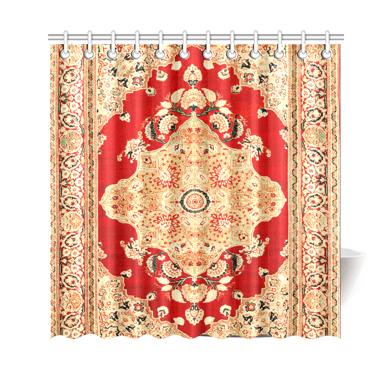Persian Carpet Hadji Jallili Tabriz Red Gold Shower Curtain 69"x70"